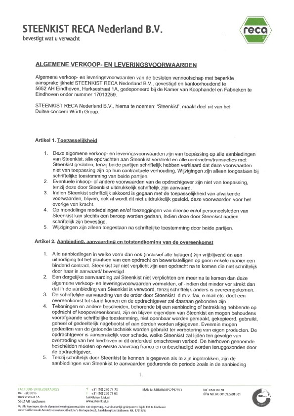 Algemene verkoop- en Leveringsvoorwaarden