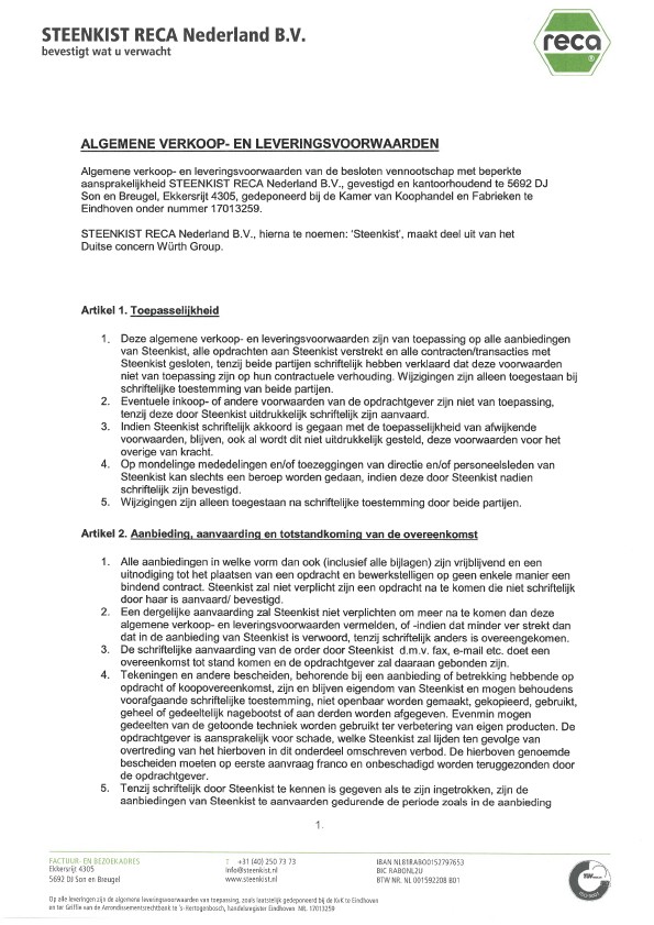 Algemene verkoop- en Leveringsvoorwaarden